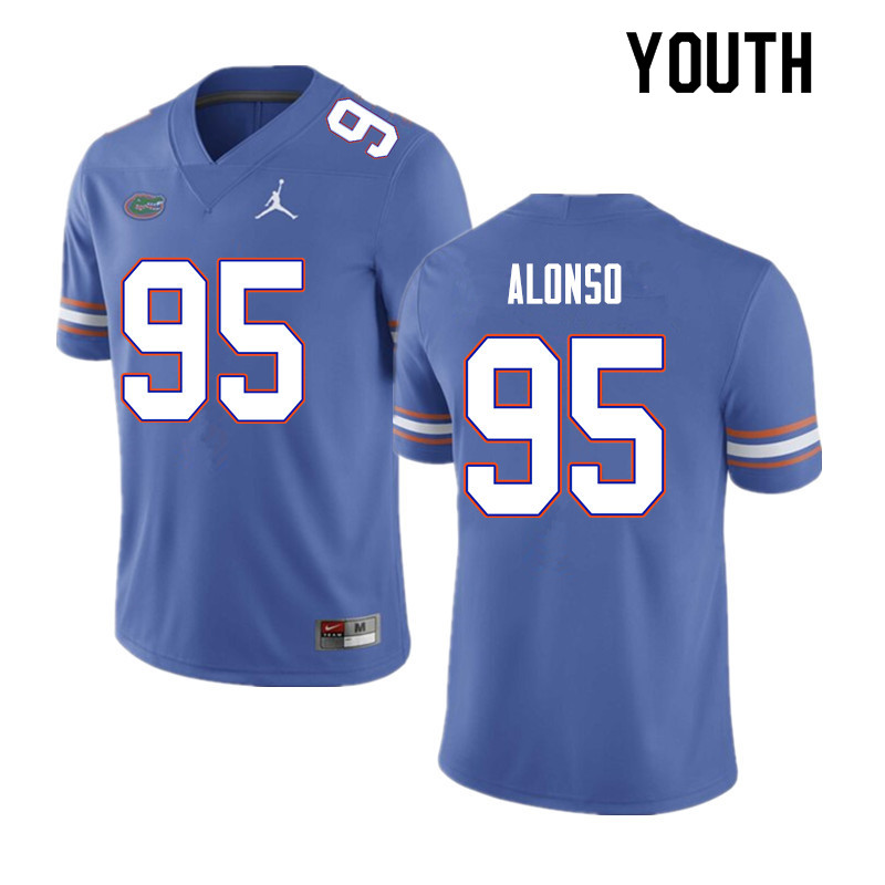 Youth #95 Lucas Alonso Florida Gators College Football Jerseys Sale-Blue